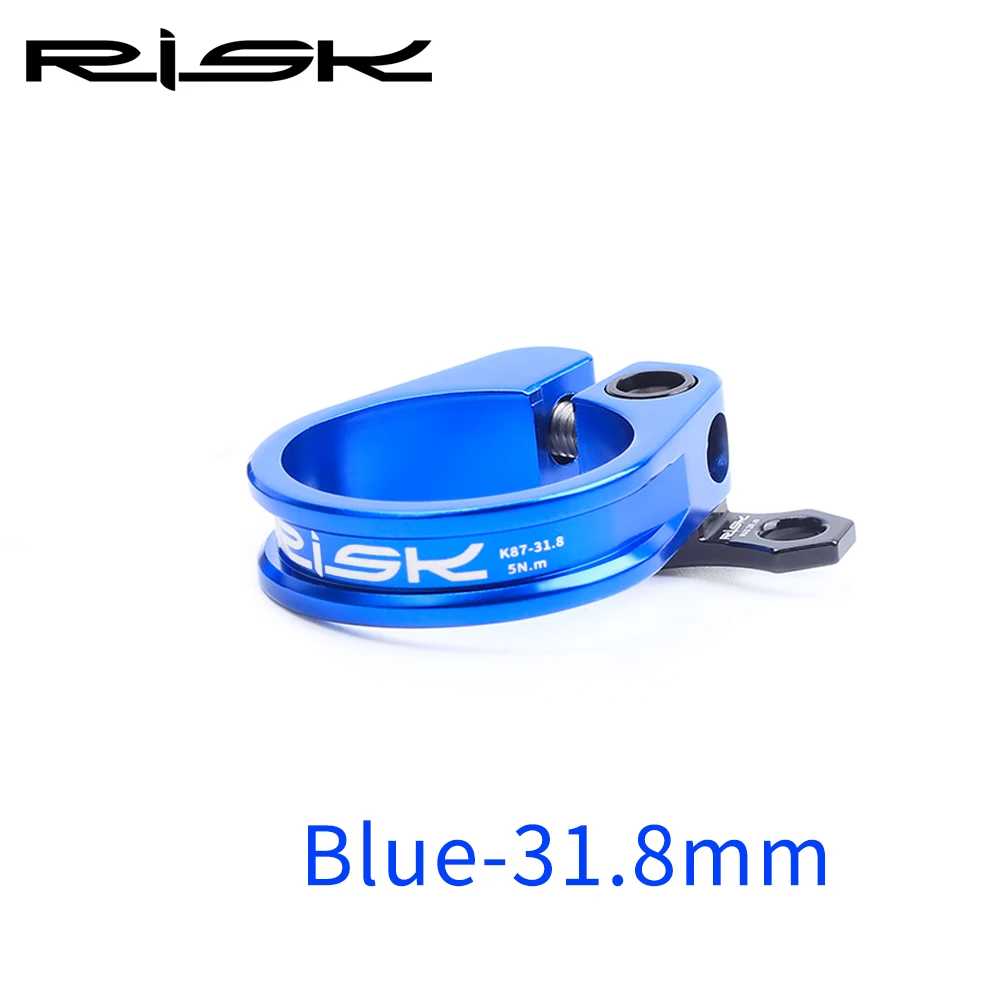 31.8mm Blue RISK K87 31,8 мм 34,9 мм алюминиевый сплав дорожный горный велосипед велосипедный Подседельный штырь зажим воротник с титановым болтом - Цвет: 31.8mm Blue