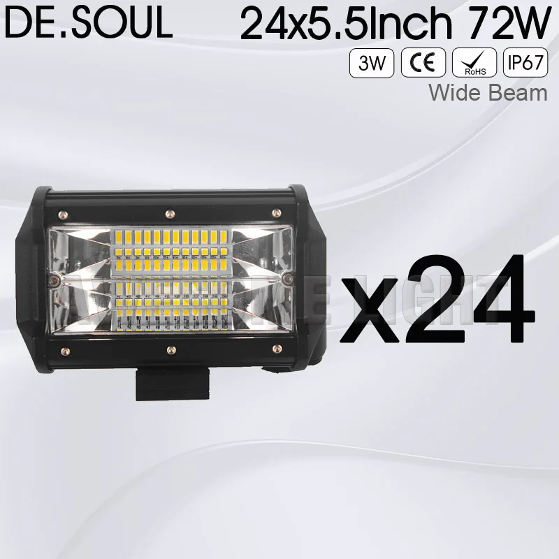 DE.SOUL 24 шт. 5 дюймов 72 Вт Новый широкий луч IP67 Водонепроницаемый 4x4 трактор