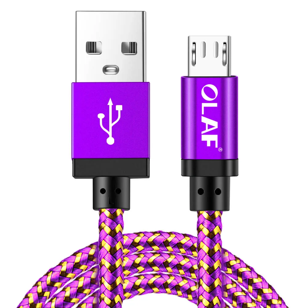OLAF Micro USB кабель Быстрая зарядка зарядное устройство кабель для передачи данных для samsung huawei Xiaomi LG Tablet Android Microusb Кабели для мобильных телефонов - Цвет: Purple