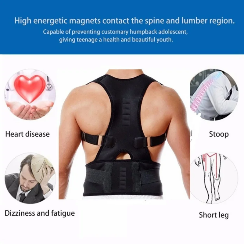 Магнитный коррекционный пояс для взрослых корректирующий спинку спины