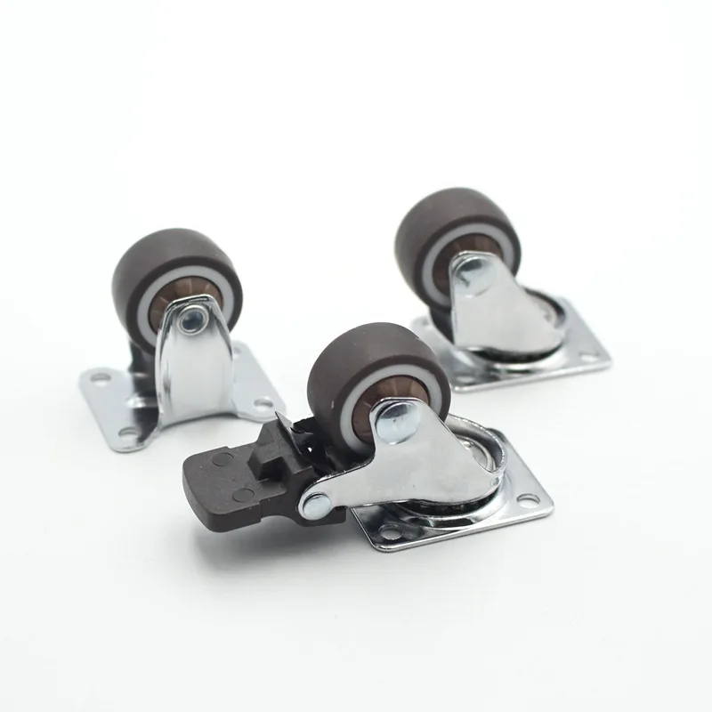 

4 Pcs 1''/25mm TPR Ultra Quiet Rubber Wheel Bearing 60kg Brake Cabinet Furniture Casters Brake Wheel
