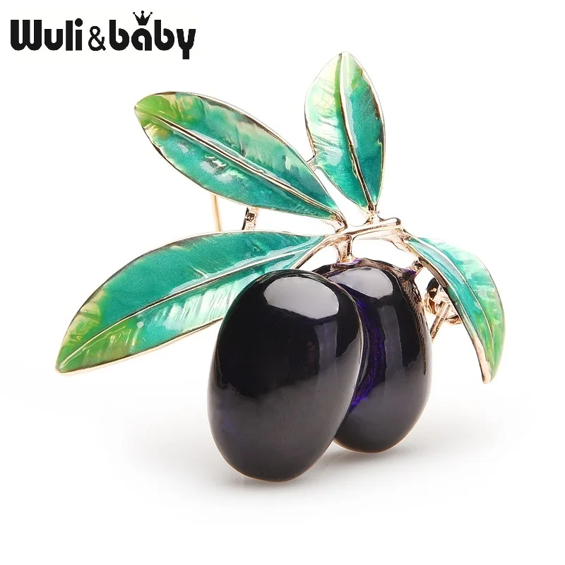 Женская/мужская брошь в виде оливок Wuli&baby, эмалированная брошь фиолетового цвета, в форме грозди оливок, из металлического сплава, брошь для вечеринки, аксессуар для шляпы или сумки - Окраска металла: purple