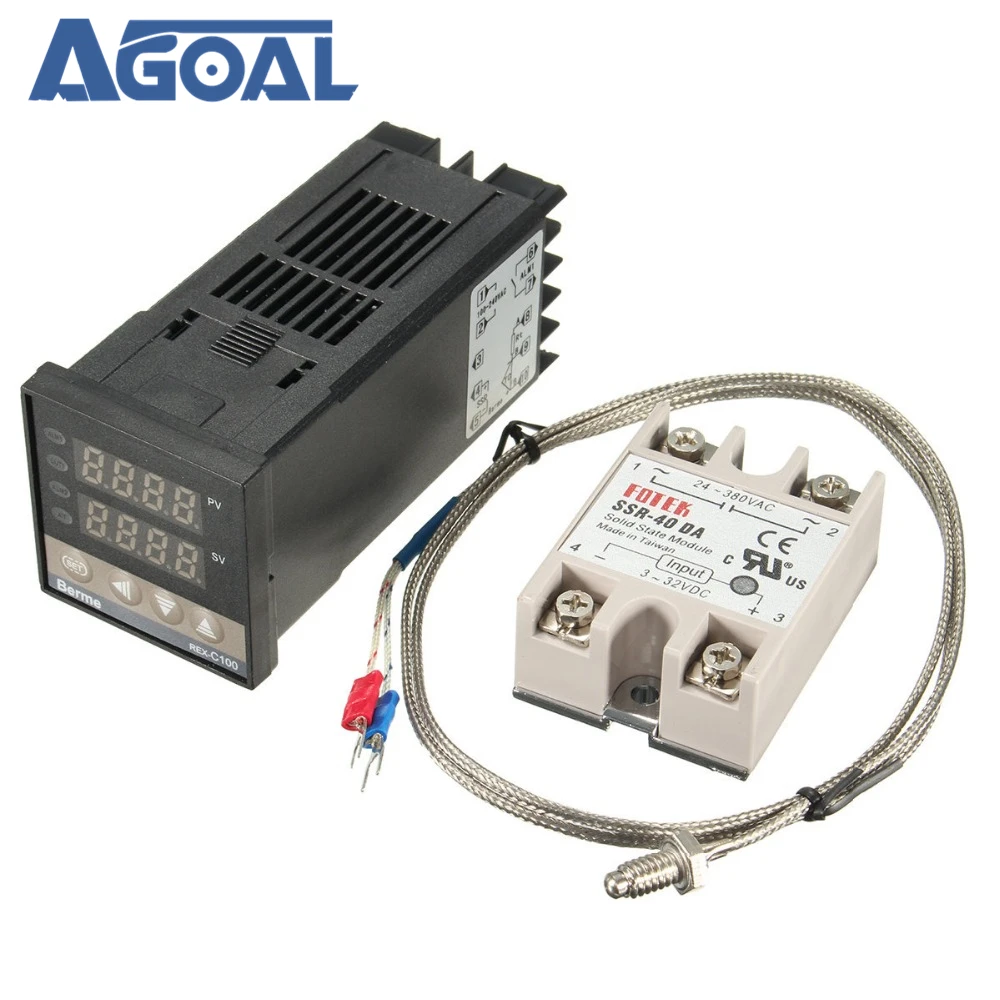 100-240V Digital PID Temperature Controller + 40A SSR K Thermocouple Sensor | Электроника