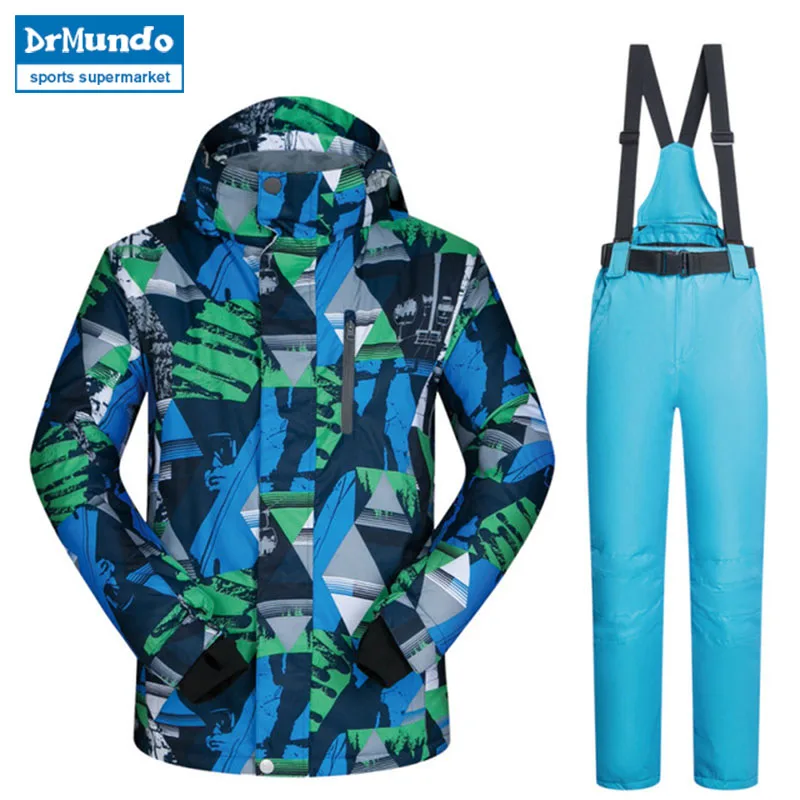 Новый лыжный костюм Мужская ветрозащитная Водонепроницаемая утепленная одежда