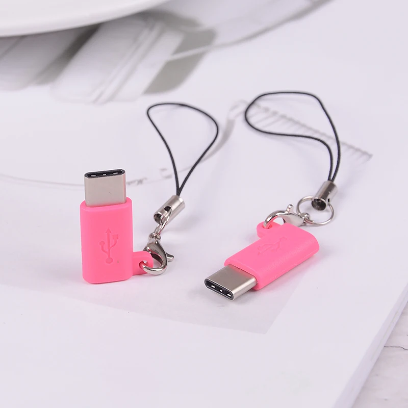 Pink 2 шт. Micro USB Женский к type C 3,1 штепсельный кабельный переходник зарядка и синхронизация данных USB конвертер для samsung S8/LG G5 G6 - Цвет: Pink