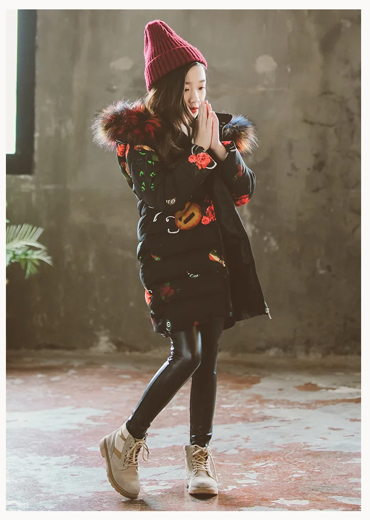 Детская зимняя верхняя одежда пальто для девочек Осенние толстые хлопковые