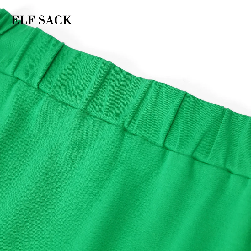 Женская прямая юбка ELFSACK желтая повседневная зеленого цвета в Корейском стиле