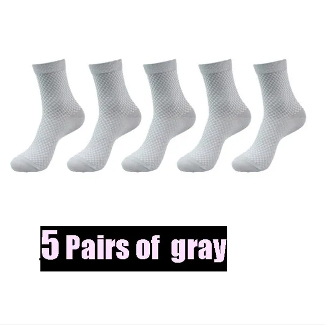 5 pairs grey Высокое качество, бренд, мужские носки из бамбукового волокна, большие размеры 43-46, повседневные, деловые, антибактериальные, дышащие, мужские, длинные носки в подарок - Цвет: 5 pairs grey