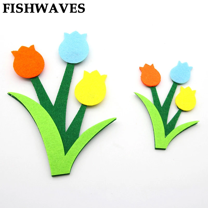 FISHWAVES 3 шт. тюльпаны Бесплатная резка войлочное украшение ручной работы для