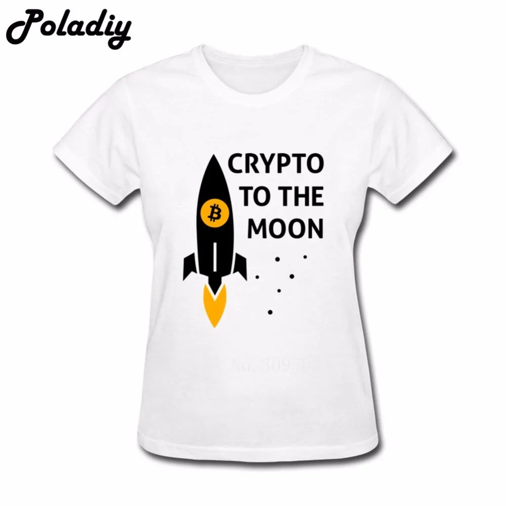 Персонализированные крипто к Луне ракета Биткойн женский подарок футболка