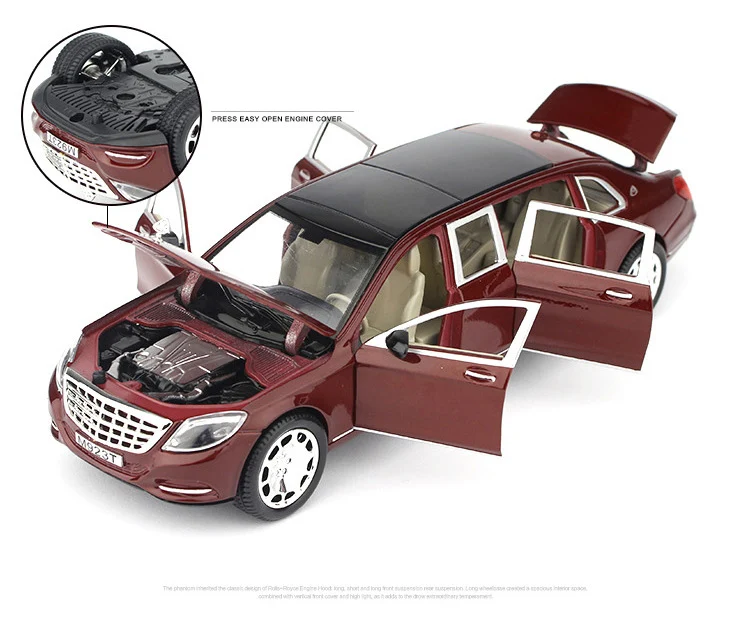 Горячая 1:24 Масштаб колеса литья под давлением автомобиль BENZ Maybach S600 металлическая модель с светильник и звуком вытяните назад игрушки коллекция для подарков