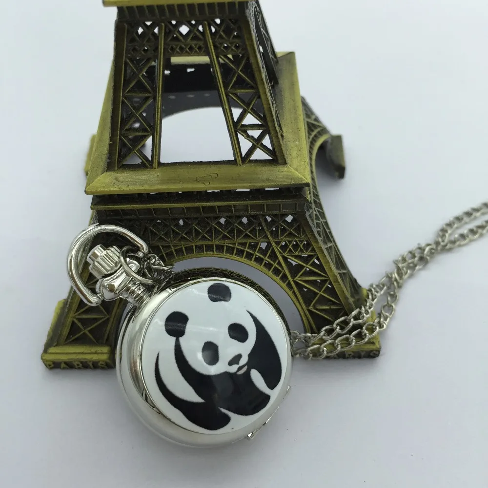 

2076 Fashion Lovely Cute Panda Mini Mirror Pocket Watch Kids Girls Wholesale 10 PCS