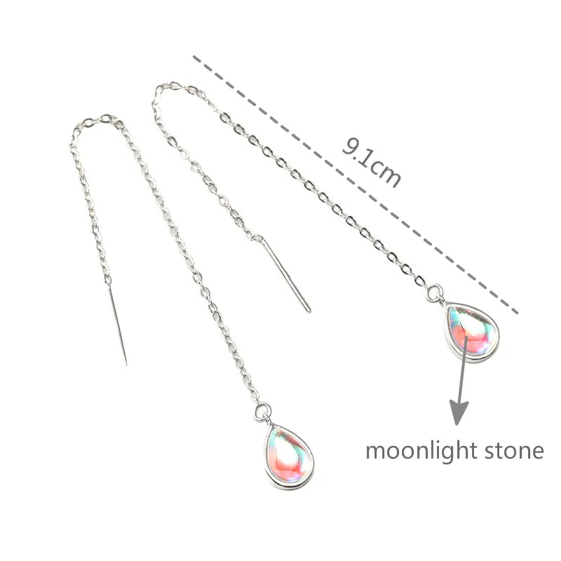 Женские длинные серьги-капельки с натуральным лунным камнем Flyleaf Настоящее