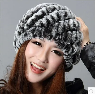 Zdfurs трикотажные настоящее rex-кролика Hat женщины Cap зимний Skullies шапочка головные уборы головной убор голову теплее Высокое качество