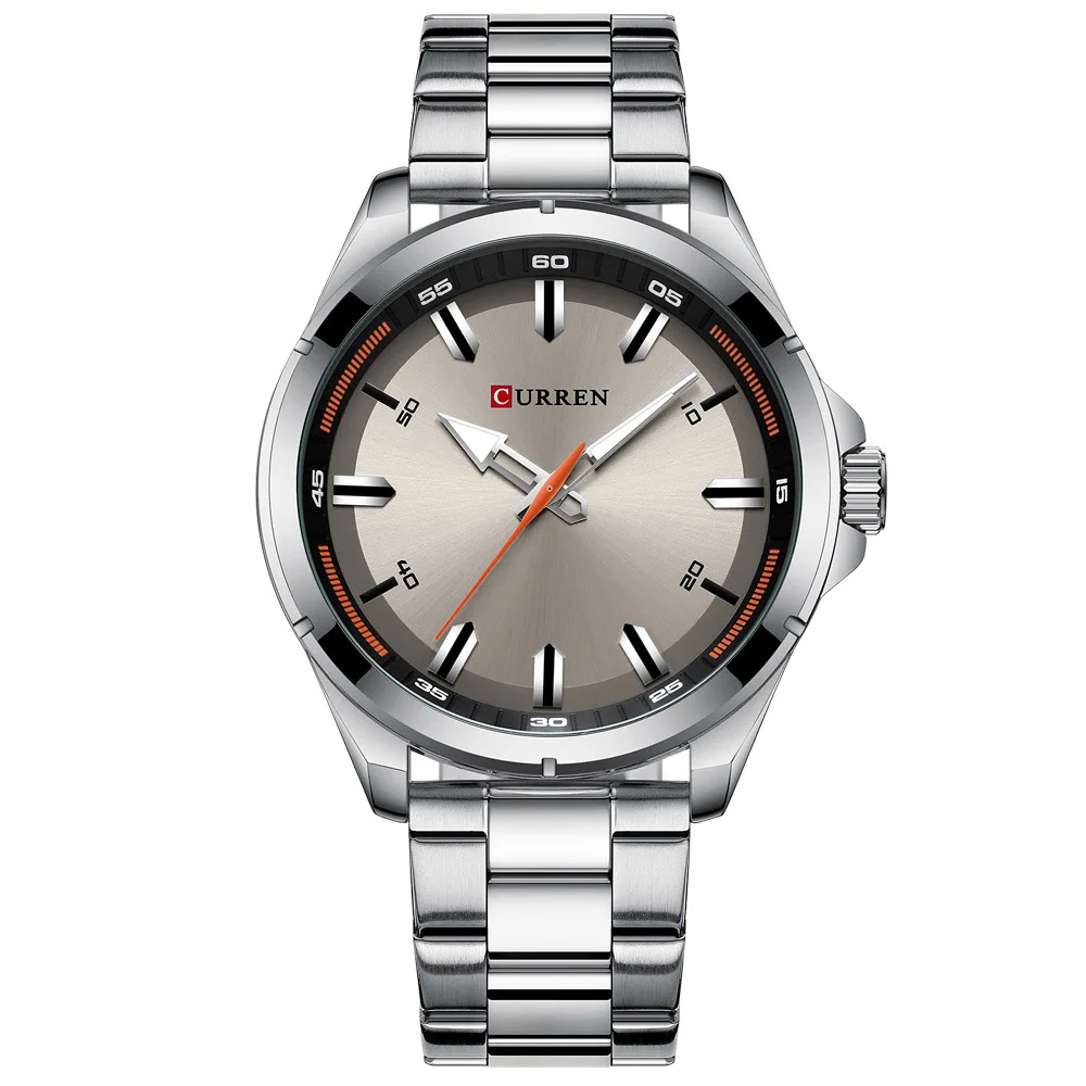 silver gray CURREN Топ мужские s часы люксовый бренд простые мужские часы наручные водонепроницаемые мужские Кварцевые спортивные часы Relogio Masculino - Color: silver gray