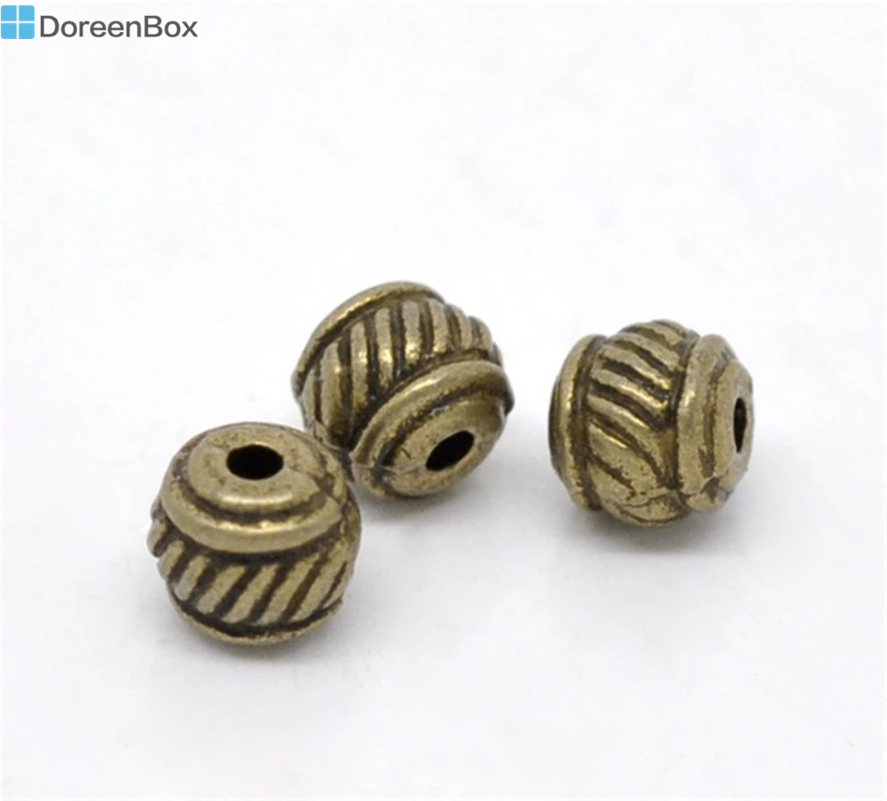 Doreen Box hot 100 бронзовых тонов полосатых бусин разделителей 6х5 мм (B13723)|spacer beads|beads spacers