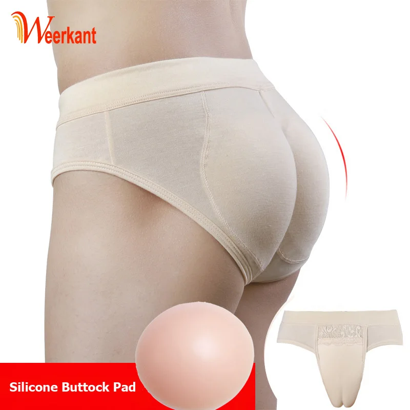 Silicone Pad Поддельные трусики-Вагина губка проложенные сиденья брюки трансгендер Трансвестит влагалище трусики пуш-ап бедра карманы мягкие трусы - Цвет: Silicone Pad