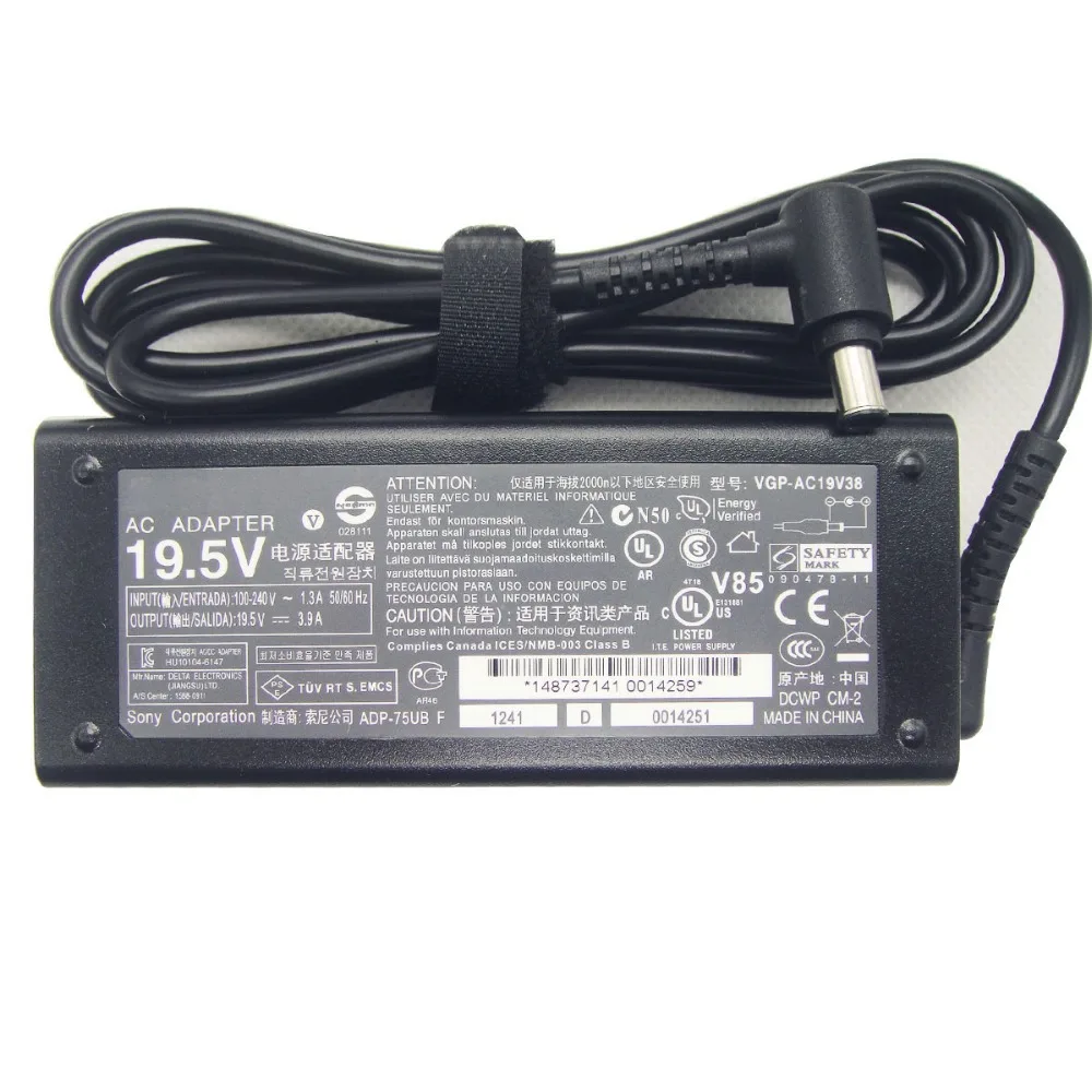 100% Оригинальный 19 5 V 3.9A 6 0*4 4 мм VGP-AC19V38 VGP-AC19V37 Мощность адаптер для Sony Vaio PCG-FR PCG-GRS
