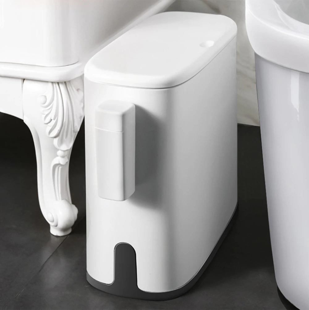 Multifunction 11L Plastic Narrow Type Trash Can Toilet Waste Bin Dustbin Trash bin Basket Garbage Bucket Bathroom Cleaning Tool