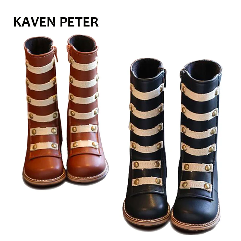 2017 модные зимние ботинки детская модная обувь в римском стиле для девочек из