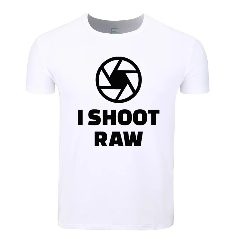 Мужская и женская футболка азиатского размера с принтом I Shoot RAW Funny летняя