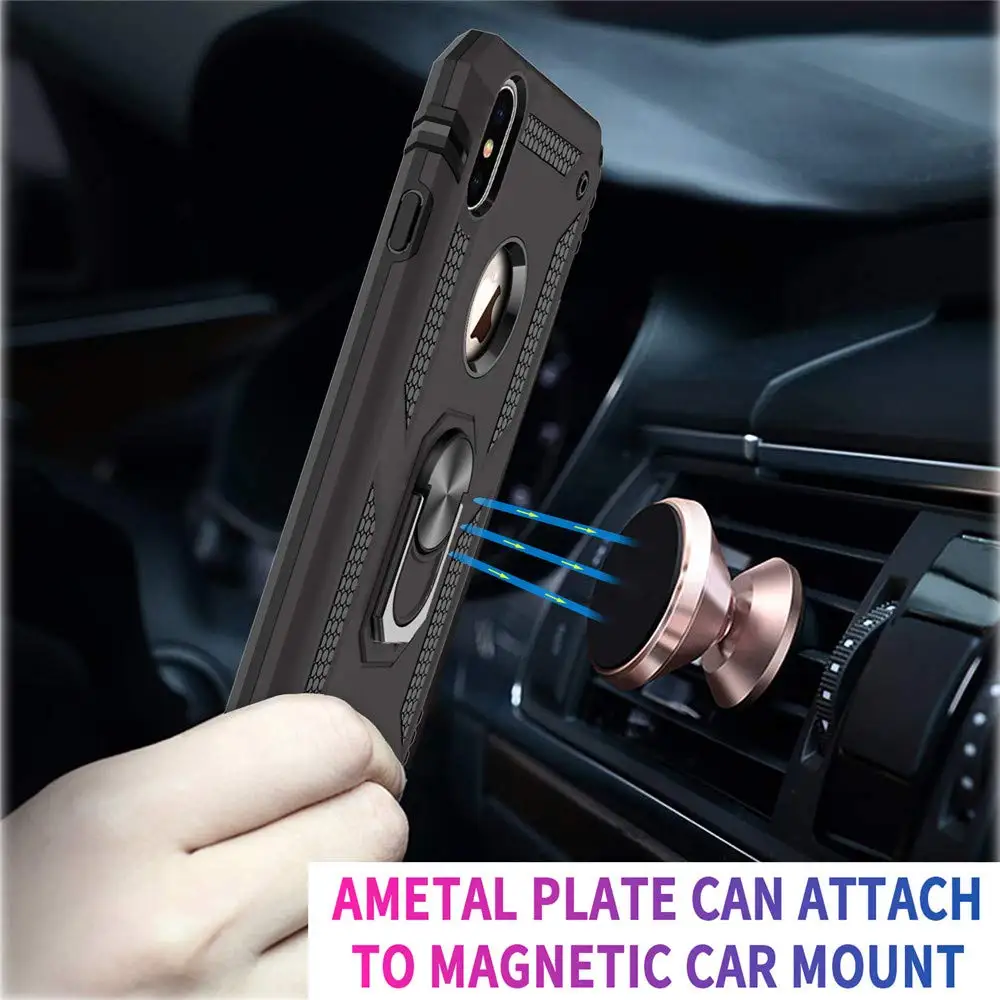 Magnetic Car Finger Ring Shockproof Armor Case For iPhone 11 PRO MAX X XS Max XR 7 8 6 6S Plus Hybrid PC+TPU Rugged Defend Cover |