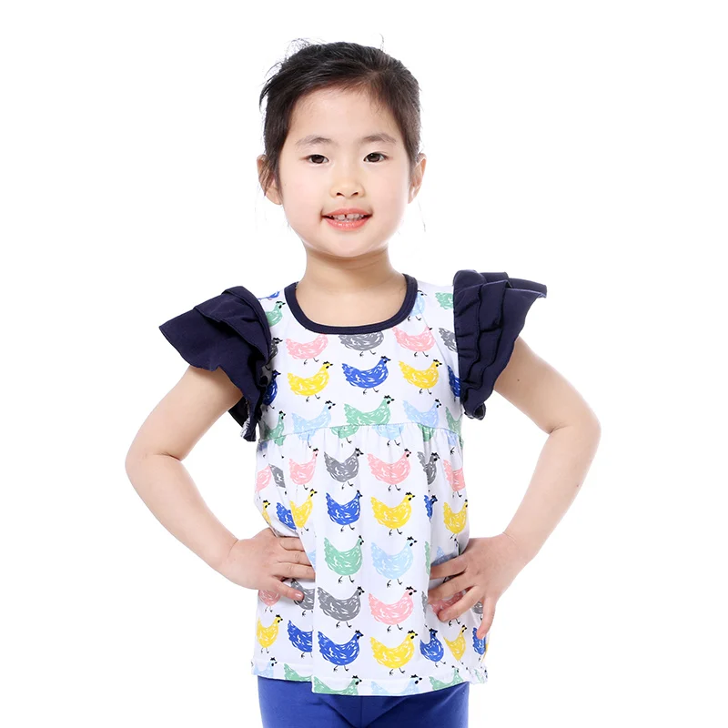 Летние рубашки для девочек 30 шт. цветные футболки с цветочным принтом От 1 до 8 лет