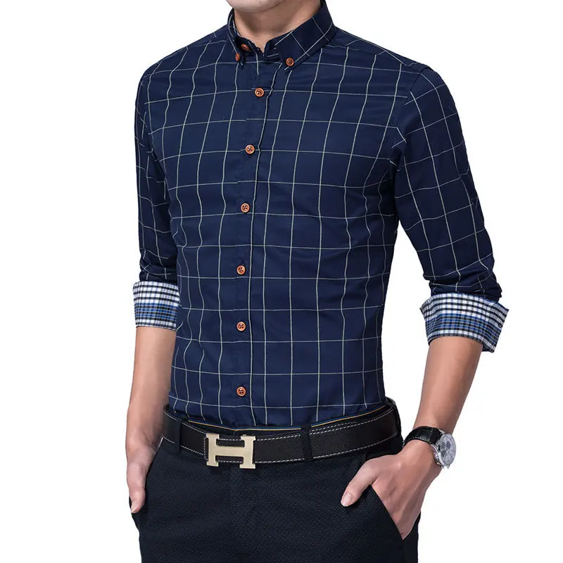 Plaid Men Clothes Shirt Long Sleeve Streetwear Beach Hawaiian Casual Slim Fit High Quality Summer Mens Dress Male Shirts | Мужская