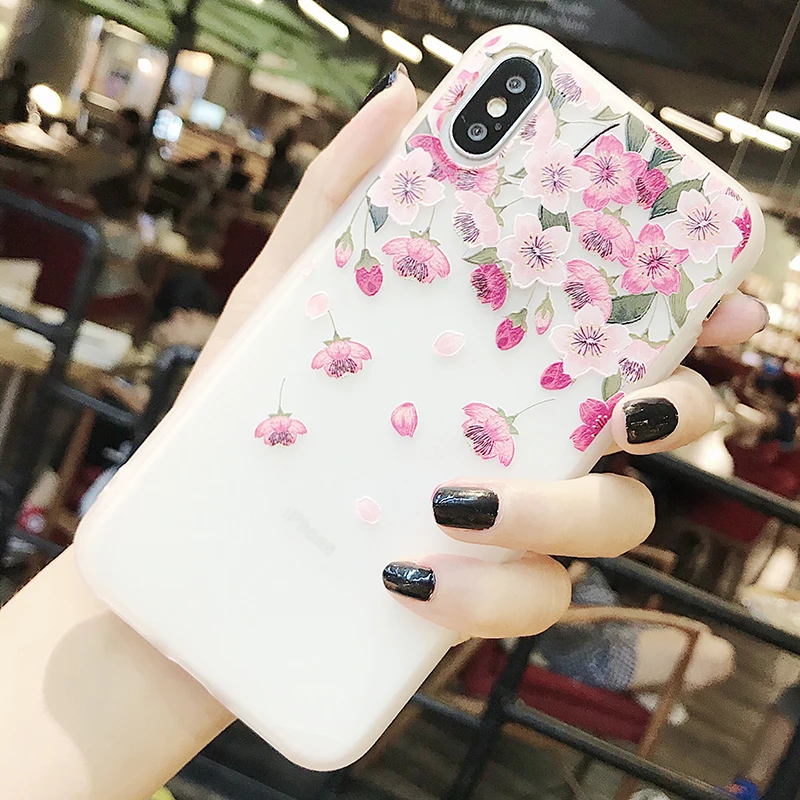 Phone Case For iPhone 7 8 Plus Rose Floral Leaves Cases Flower Silicon Protect Soft Full Cover 6 6S 5 5S SE Capa |