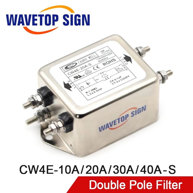 CANNY Ну мощность EMI фильтр CW4E-10A 20A 30A 40A-S однополюсный фильтр Разъем Однофазный AC 220 В очистки анти-помех
