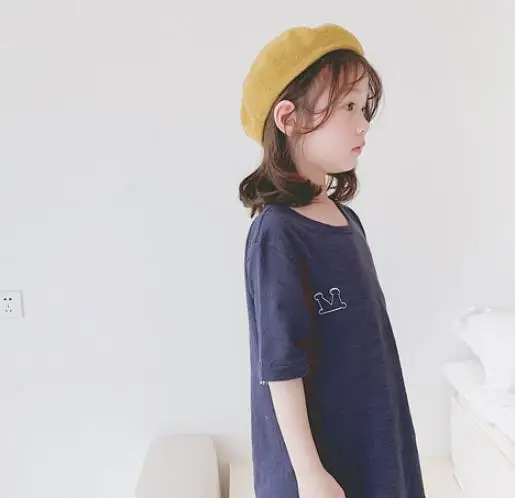 Футболка для девочек с мультяшным принтом дышащее платье летнее новое детское