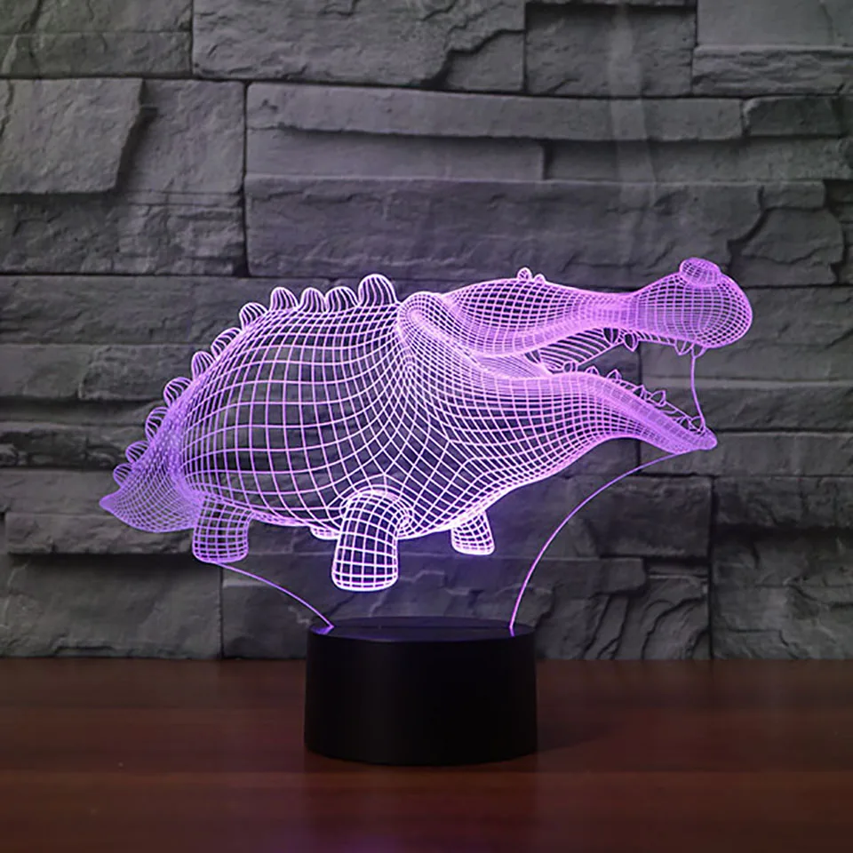 

Lovely Crocodile Touch switch 3D Night Light LED 7 color changing USB Desk Table Lamp as gift Party Atmosphere lamp