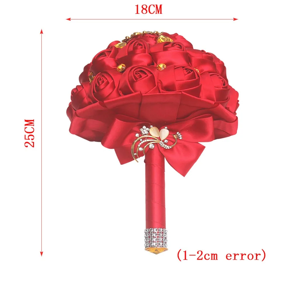 18 см Свадебный букет невесты Золотая брошь с кристаллами ленты искусственный