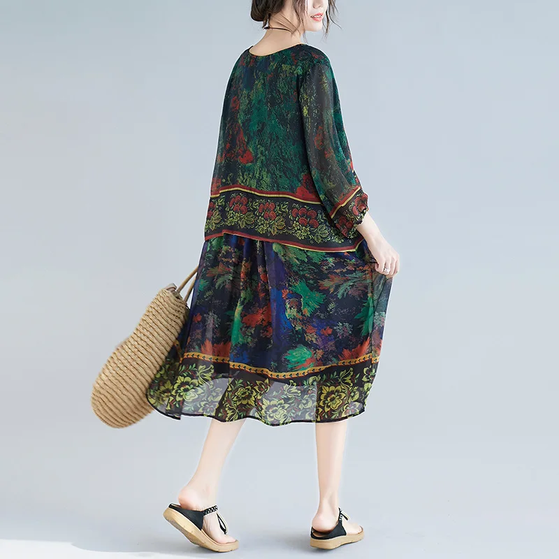 Новое повседневное Хлопковое платье с коротким рукавом цветочным рисунком