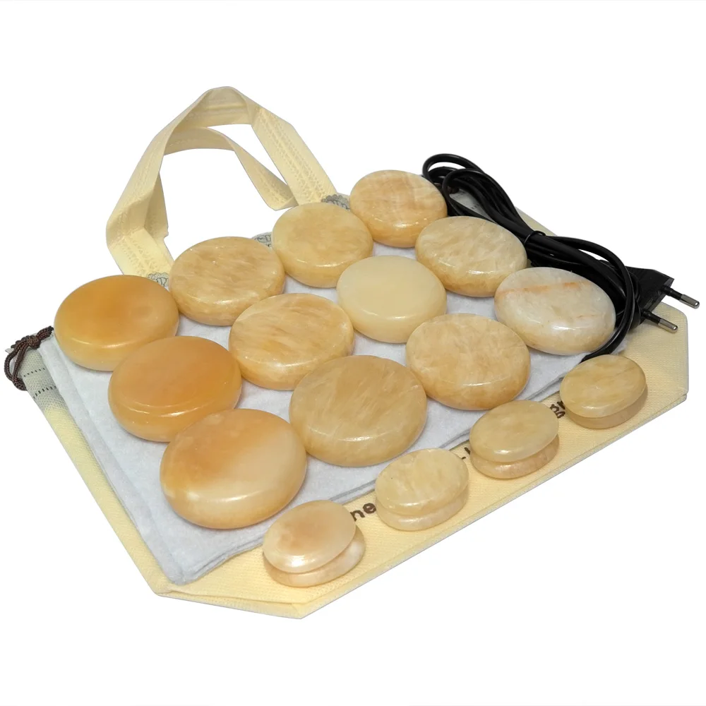 Новый набор массажных камней с природной энергией ярко желтый Нефритовый камень