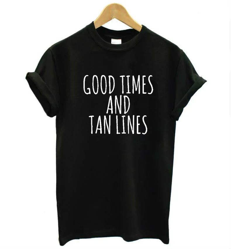 Женская футболка с надписью good times and tan хлопковая Повседневная забавная для