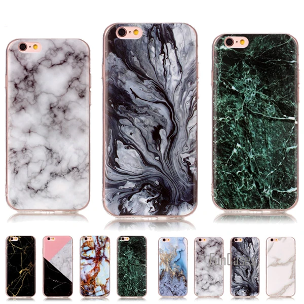 Гранитный мраморный узор камень эффект мягкий ТПУ чехол для iPhone 6 6s Plus