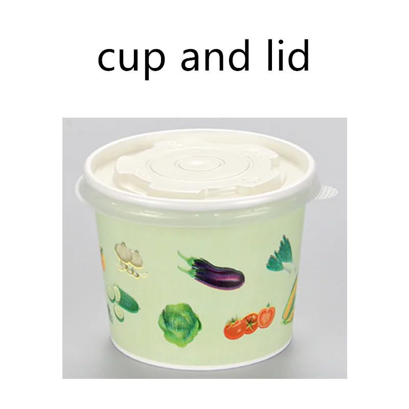 cup and lid 50 шт творческие одноразовые супные тарелки быстрого приготовления хлеба бумажная чаша 260 мл 390 520 увлажнитель для автомобиля в форме мороженого Желейный десерт упаковка кружки с крышками - Цвет: cup and lid