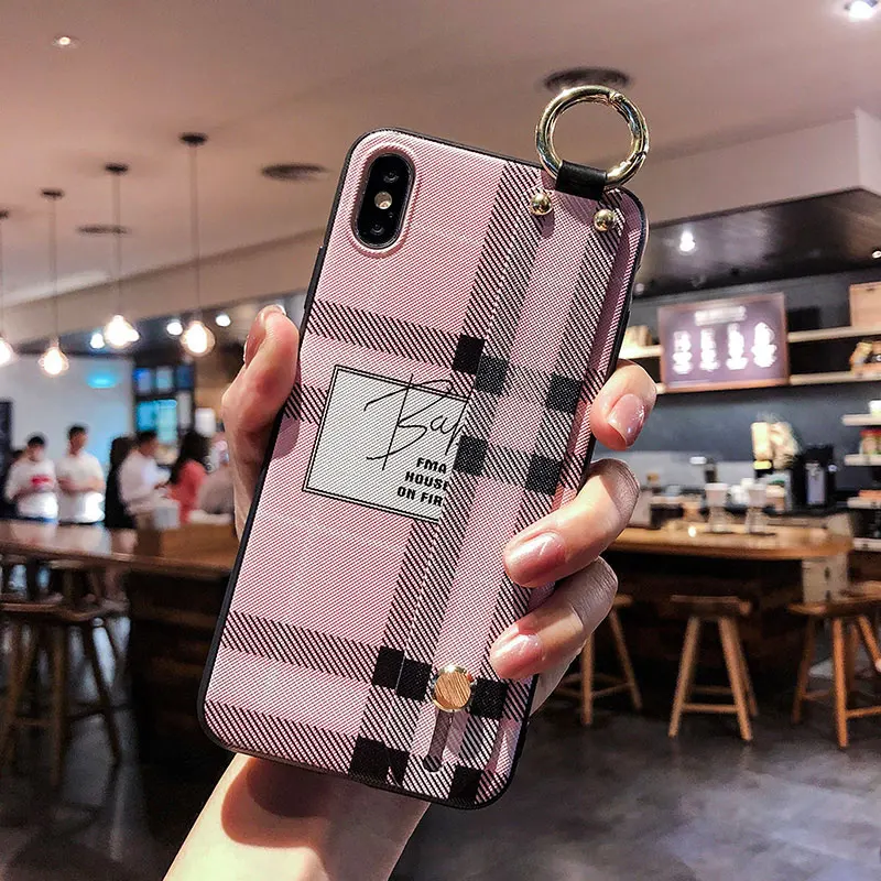 IK24-WDGeZFen SoCouple чехол для телефона с сетчатым узором для iPhone 6, 6 s, 7, 8 Plus, чехол для iPhone X, XS, Max, XR, ремешок, держатель для телефона, чехол - Цвет: IK24-WDGeZFen