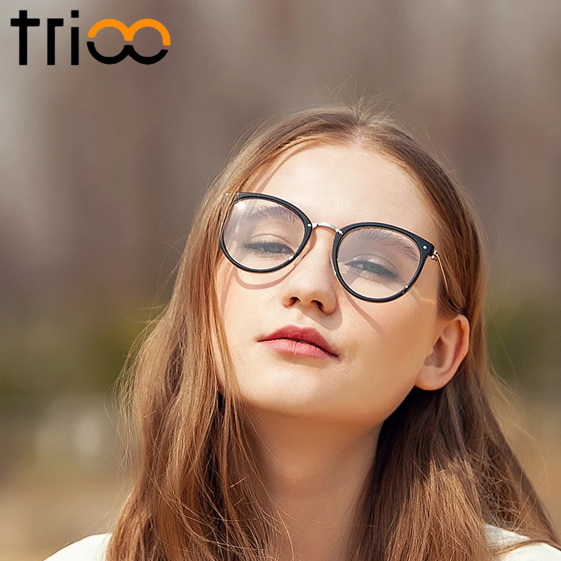Модные аксессуары для очков TRIOO круглая черная оправа винтажные круглые