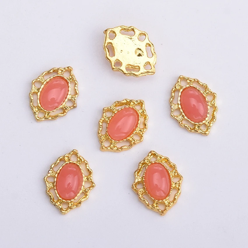 10 шт. жемчужины для дизайна ногтей 3d Металлические золотые шпильки смолы