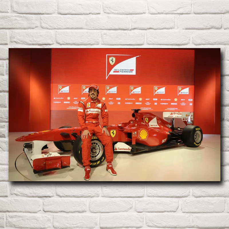 Фернандо Алонсо из Испании F1 чемпионат мира домашний декор картины шелковой ткани плакат 12x19 15x24 19x30 22x35 дюймов