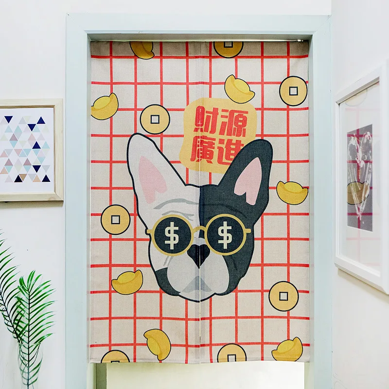 023 Japanese-style Plant Fabric Curtains Children's Study Partition Porch Curtains Kitchen and Bathroom Curtains - Color: 023