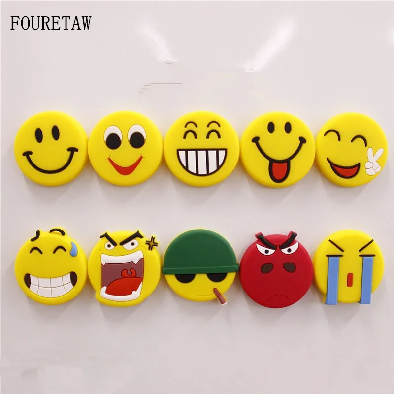 FOURETAW 10 шт./партия креативные Мультяшные милые желтые смайлики, смайлики, сувенирные магниты для холодильника, магнитные Стикеры, Прямая поставка