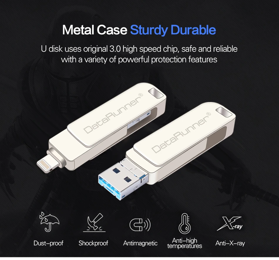 DataRunner OTG USB флеш-накопитель USB 3,0 флеш-накопитель для iPhone/iOS/Android/PC 128 Гб 64 ГБ 32 ГБ 16 ГБ 8 ГБ 3 в 1 высокая скорость флешки