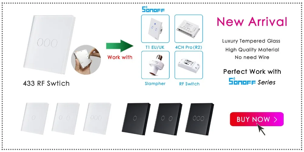 Sonoff T2 US Wifi сенсорный выключатель, приложение Ewelink 433 RF пульт дистанционного управления, работает с Alexa Google Home умный дом