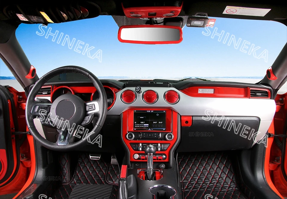 SHINEKA 36 шт. накладки для салона, комплект для Ford Mustang, красные, синие накладки для украшения интерьера,+ аксессуары для Mustang