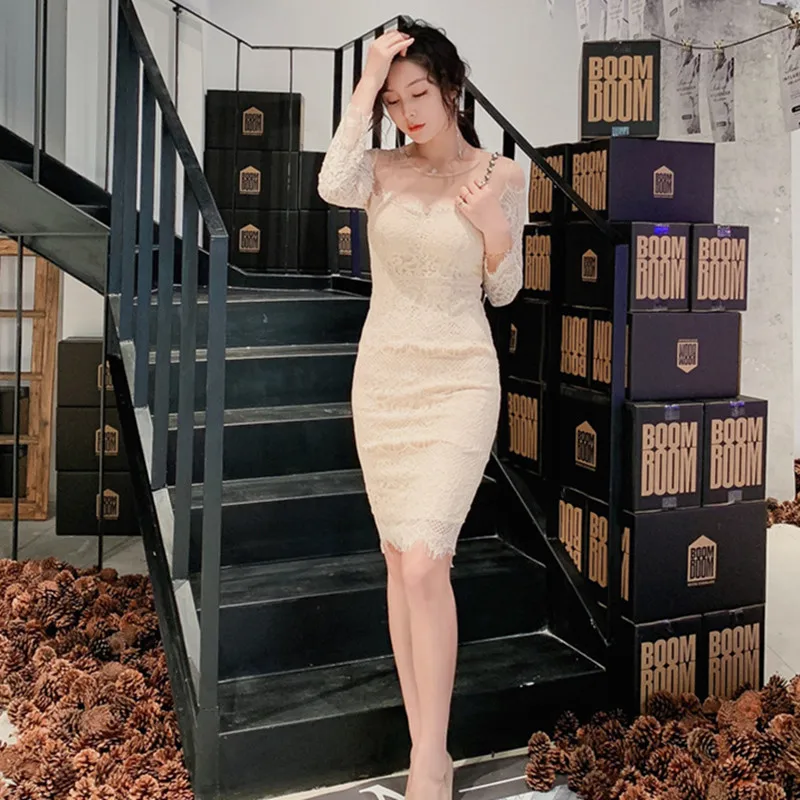 Женское облегающее платье с о-вырезом винтажное кружевное платье-карандаш в
