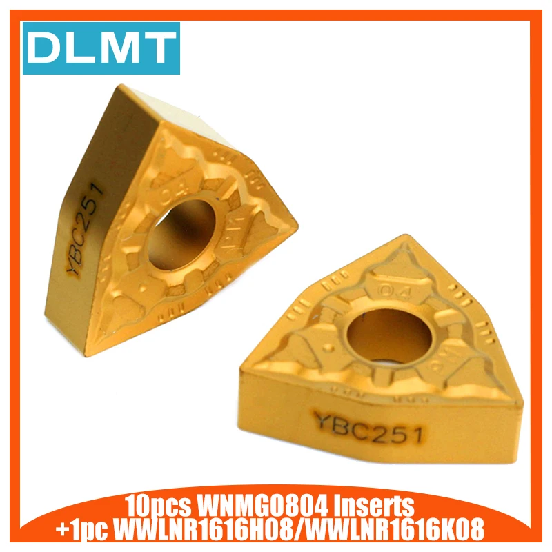10 шт. WNMG0804 вставки + 1 гаечный ключ WWLNR1616H08/WWLNR1616K08 токарный станок инструмент