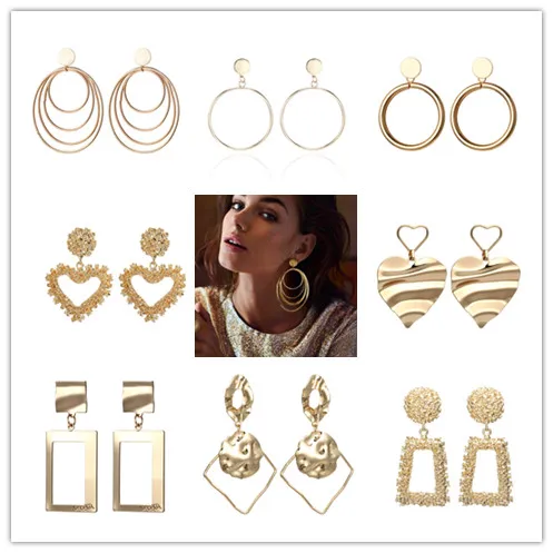 Серебряные и золотые геометрические серьги европейские преувеличенные